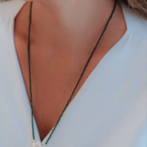 Colar Corrente Búzio Pedra Cristais Verde Agua Marinha