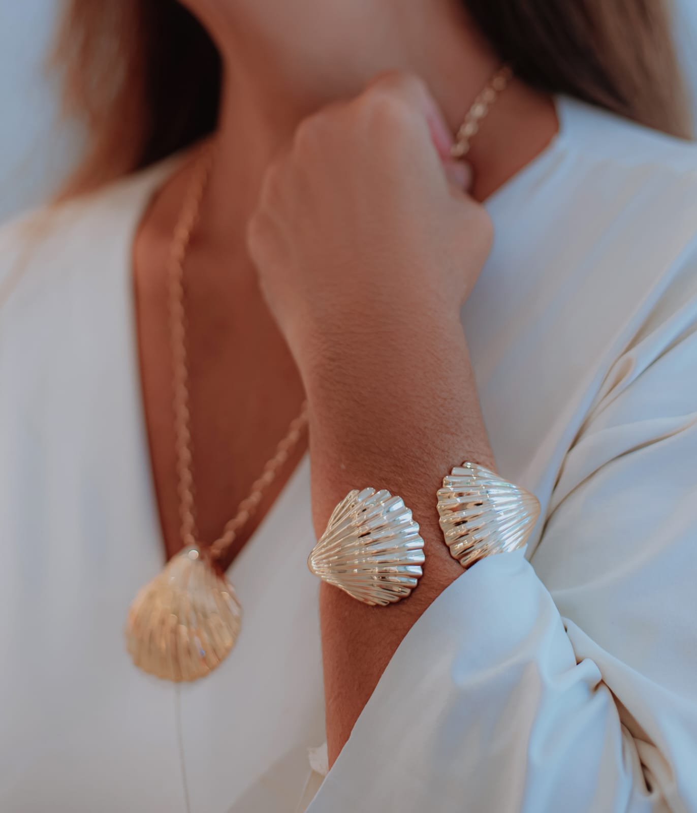 Bracelete Liso 2 Conchas Texturizada