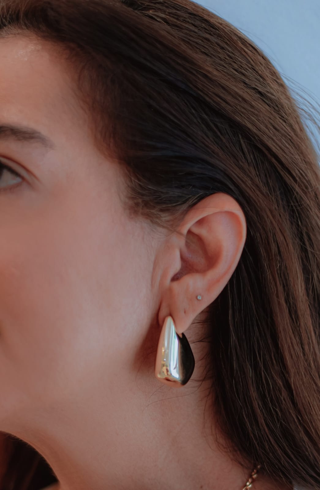 Brinco Meia Argola Liso Gora Oval Abaulado Organico