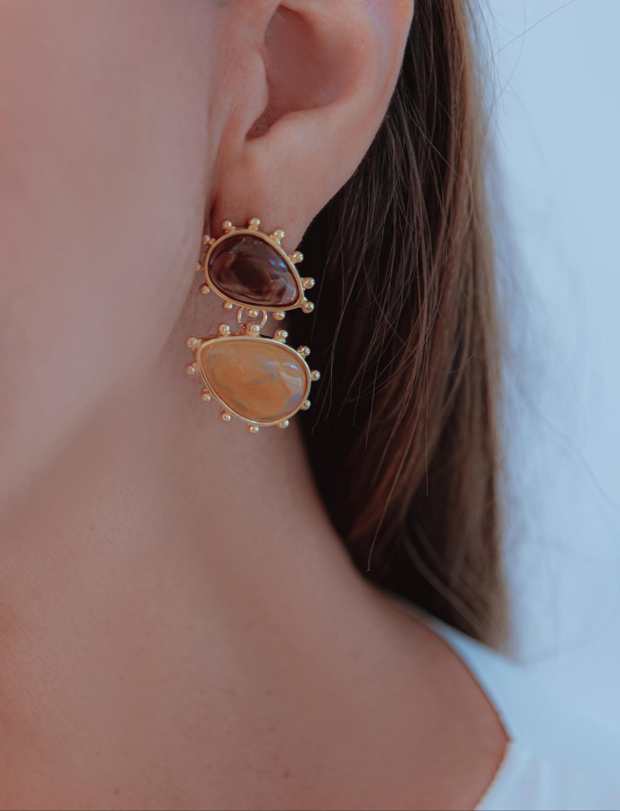 Brinco Duplo Resina Collection Bossa